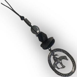 ‘End of the Trail’ Handcrafted Necklace on long leather cord. VTG